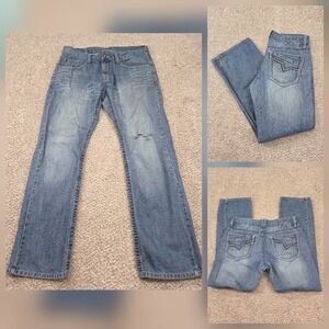 Royal Premium Y2K Denim mens Jeans Bootcut 34x32 Grunge Distressed Pockets